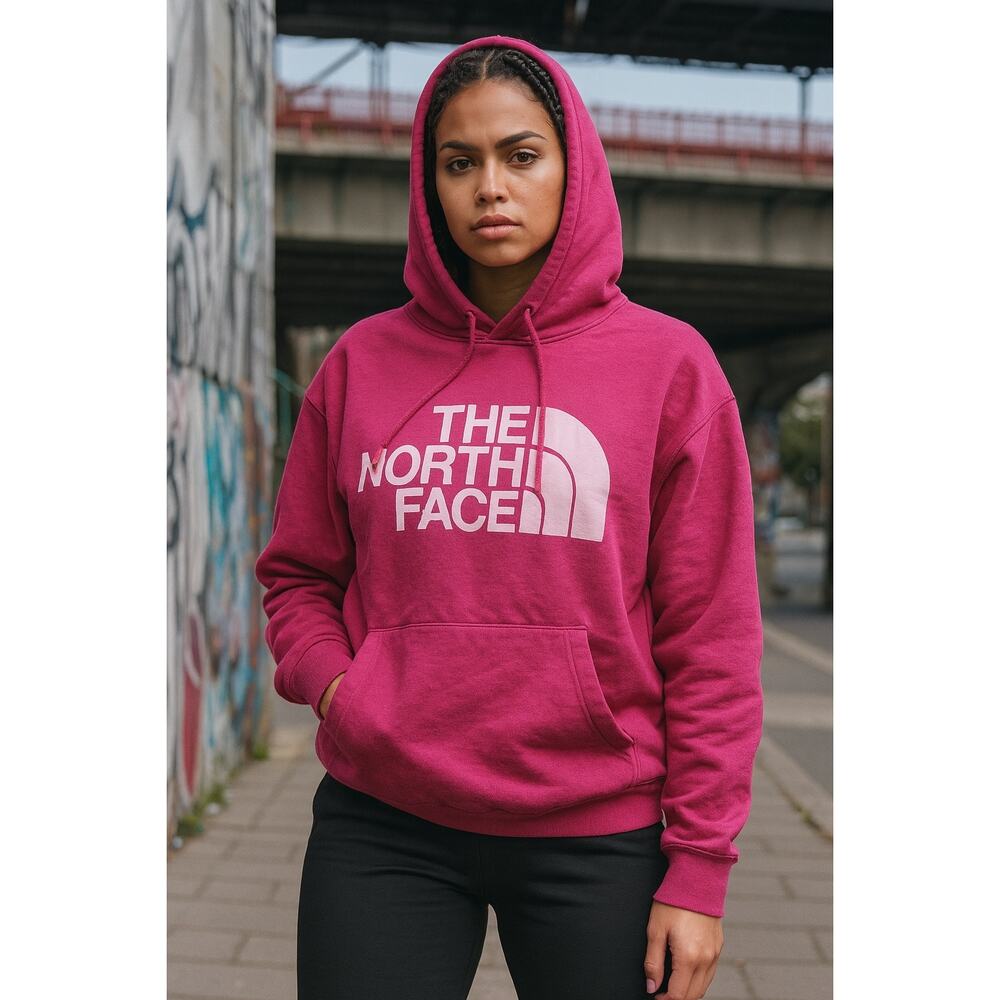The North Face Pink Logo Hoodie Women’s Size Large Pullover
